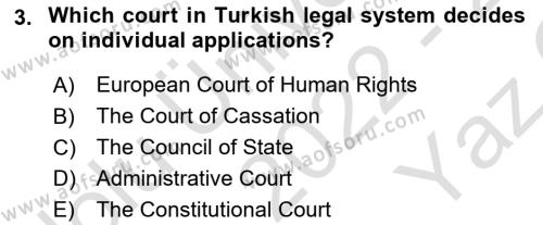 Introduction to Law Dersi 2022 - 2023 Yılı Yaz Okulu Sınavı 3. Soru