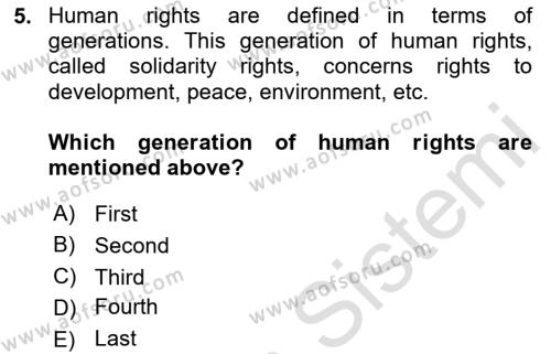 Introduction to Law Dersi 2023 - 2024 Yılı Yaz Okulu Sınavı 5. Soru