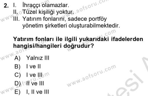 Sermaye Piyasası Hukuku Dersi 2022 - 2023 Yılı Yaz Okulu Sınavı 2. Soru