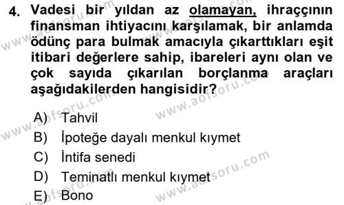 Sermaye Piyasası Hukuku Dersi 2022 - 2023 Yılı Yaz Okulu Sınavı 4. Soru