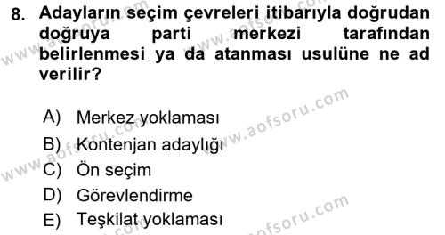 Anayasa 2 Dersi 2021 - 2022 Yılı Yaz Okulu Sınavı 8. Soru