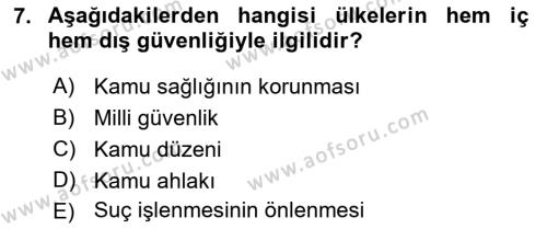 Temel İnsan Hakları Bilgisi 1 Dersi 2018 - 2019 Yılı Yaz Okulu Sınavı 7. Soru