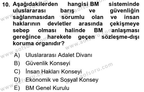 Temel İnsan Hakları Bilgisi 1 Dersi 2020 - 2021 Yılı Yaz Okulu Sınavı 10. Soru