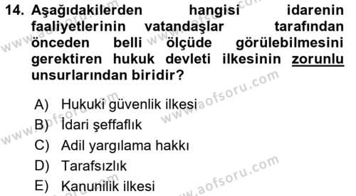 Temel İnsan Hakları Bilgisi 1 Dersi 2020 - 2021 Yılı Yaz Okulu Sınavı 14. Soru