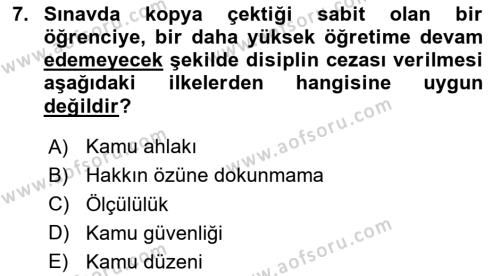 Temel İnsan Hakları Bilgisi 1 Dersi 2020 - 2021 Yılı Yaz Okulu Sınavı 7. Soru