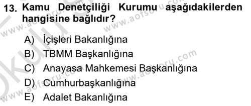 Temel İnsan Hakları Bilgisi 1 Dersi 2021 - 2022 Yılı Yaz Okulu Sınavı 13. Soru