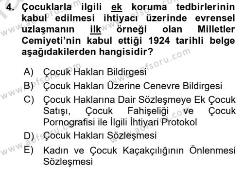 Temel İnsan Hakları Bilgisi 1 Dersi 2022 - 2023 Yılı (Final) Dönem Sonu Sınavı 4. Soru