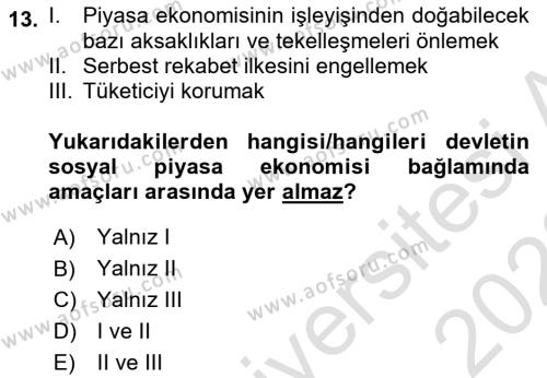 Anayasa Hukukuna Giriş Dersi 2022 - 2023 Yılı (Vize) Ara Sınavı 13. Soru