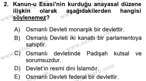 Anayasa Hukukuna Giriş Dersi 2022 - 2023 Yılı (Vize) Ara Sınavı 2. Soru