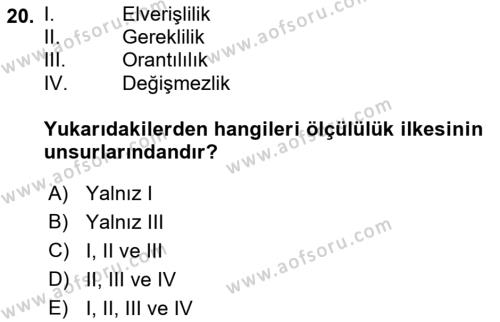 Anayasa Hukukuna Giriş Dersi 2022 - 2023 Yılı (Vize) Ara Sınavı 20. Soru