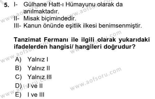 Anayasa Hukukuna Giriş Dersi 2022 - 2023 Yılı (Vize) Ara Sınavı 5. Soru