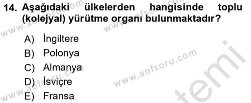 Anayasa Hukukuna Giriş Dersi 2023 - 2024 Yılı (Final) Dönem Sonu Sınavı 14. Soru