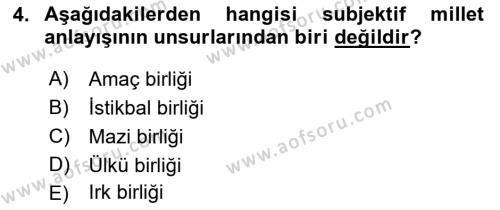 Anayasa Hukukuna Giriş Dersi 2023 - 2024 Yılı (Final) Dönem Sonu Sınavı 4. Soru