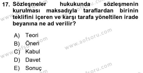 Sağlık Hukuku Dersi 2023 - 2024 Yılı (Vize) Ara Sınavı 17. Soru