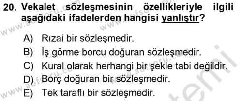 Sağlık Hukuku Dersi 2023 - 2024 Yılı (Vize) Ara Sınavı 20. Soru