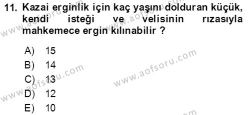 Temel Hukuk Bilgisi Dersi 2020 - 2021 Yılı Yaz Okulu Sınavı 11. Soru