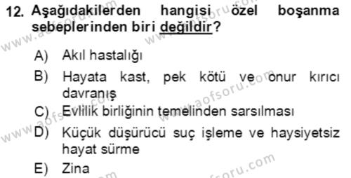 Temel Hukuk Bilgisi Dersi 2020 - 2021 Yılı Yaz Okulu Sınavı 12. Soru