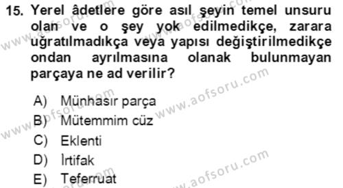 Temel Hukuk Bilgisi Dersi 2020 - 2021 Yılı Yaz Okulu Sınavı 15. Soru