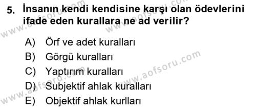 Temel Hukuk Bilgisi Dersi 2021 - 2022 Yılı (Vize) Ara Sınavı 5. Soru