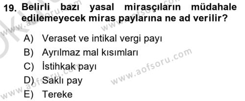 Temel Hukuk Bilgisi Dersi 2021 - 2022 Yılı Yaz Okulu Sınavı 19. Soru