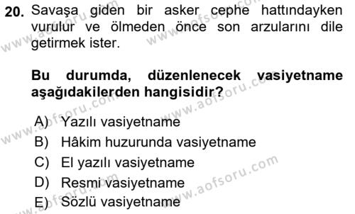 Temel Hukuk Bilgisi Dersi 2021 - 2022 Yılı Yaz Okulu Sınavı 20. Soru