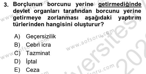 Temel Hukuk Bilgisi Dersi 2021 - 2022 Yılı Yaz Okulu Sınavı 3. Soru