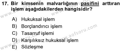 Temel Hukuk Bilgisi Dersi 2022 - 2023 Yılı (Vize) Ara Sınavı 17. Soru