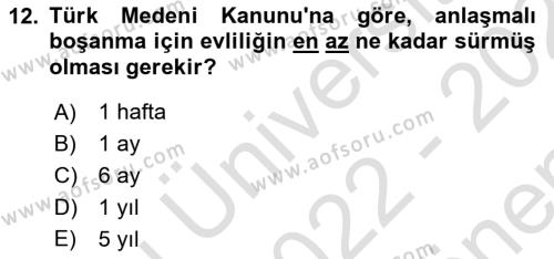 Temel Hukuk Bilgisi Dersi 2022 - 2023 Yılı (Final) Dönem Sonu Sınavı 12. Soru