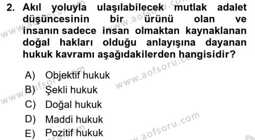 Temel Hukuk Bilgisi Dersi 2022 - 2023 Yılı (Final) Dönem Sonu Sınavı 2. Soru