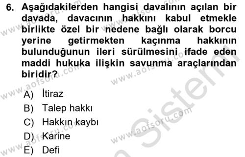 Temel Hukuk Bilgisi Dersi 2022 - 2023 Yılı (Final) Dönem Sonu Sınavı 6. Soru