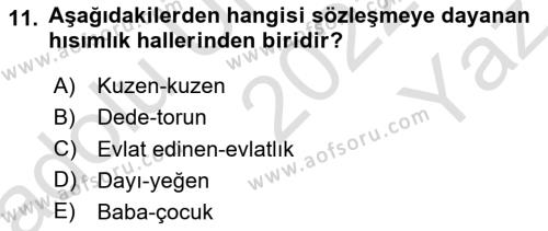 Temel Hukuk Bilgisi Dersi 2022 - 2023 Yılı Yaz Okulu Sınavı 11. Soru