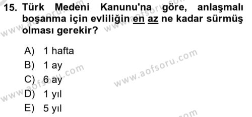 Temel Hukuk Bilgisi Dersi 2022 - 2023 Yılı Yaz Okulu Sınavı 15. Soru