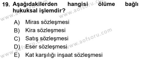 Temel Hukuk Bilgisi Dersi 2023 - 2024 Yılı (Vize) Ara Sınavı 19. Soru