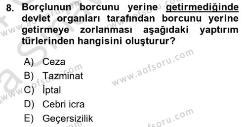 Temel Hukuk Bilgisi Dersi 2023 - 2024 Yılı (Vize) Ara Sınavı 8. Soru