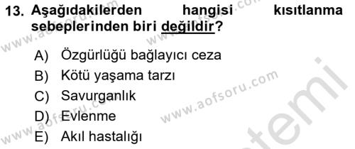 Temel Hukuk Bilgisi Dersi 2023 - 2024 Yılı (Final) Dönem Sonu Sınavı 13. Soru