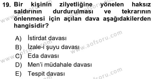 Temel Hukuk Bilgisi Dersi 2023 - 2024 Yılı (Final) Dönem Sonu Sınavı 19. Soru