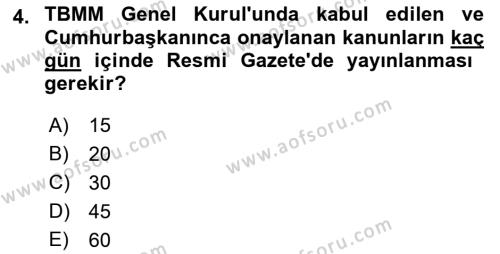 Temel Hukuk Bilgisi Dersi 2023 - 2024 Yılı (Final) Dönem Sonu Sınavı 4. Soru