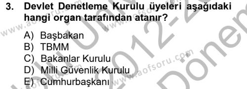 Temel İdare Hukuku Dersi 2012 - 2013 Yılı (Final) Dönem Sonu Sınavı 3. Soru