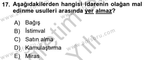 Temel İdare Hukuku Dersi 2018 - 2019 Yılı Yaz Okulu Sınavı 17. Soru