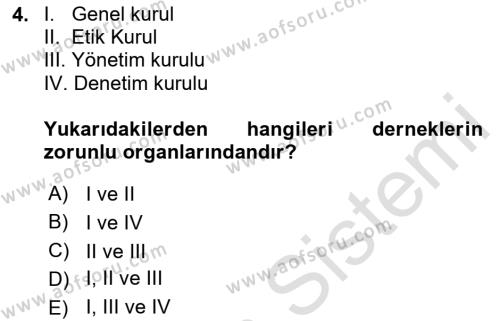 Medeni Hukuk Bilgisi Dersi 2020 - 2021 Yılı Yaz Okulu Sınavı 4. Soru