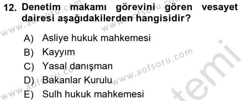 Medeni Hukuk Bilgisi Dersi 2021 - 2022 Yılı (Vize) Ara Sınavı 12. Soru