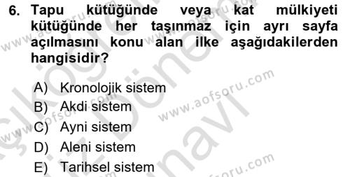 Medeni Hukuk Bilgisi Dersi 2021 - 2022 Yılı (Final) Dönem Sonu Sınavı 6. Soru