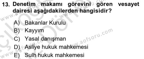 Medeni Hukuk Bilgisi Dersi 2022 - 2023 Yılı (Vize) Ara Sınavı 13. Soru