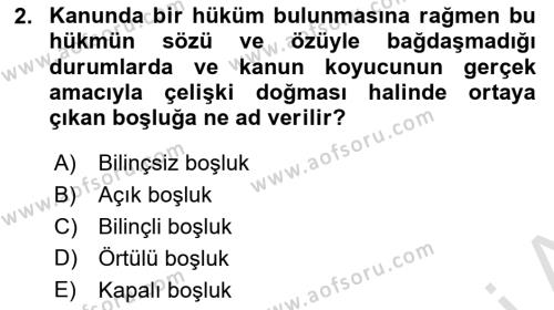 Medeni Hukuk Bilgisi Dersi 2022 - 2023 Yılı (Vize) Ara Sınavı 2. Soru