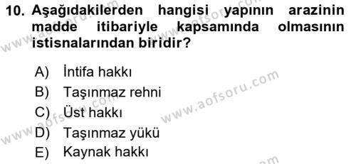 Medeni Hukuk Bilgisi Dersi 2022 - 2023 Yılı (Final) Dönem Sonu Sınavı 10. Soru