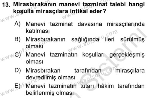 Medeni Hukuk Bilgisi Dersi 2022 - 2023 Yılı (Final) Dönem Sonu Sınavı 13. Soru