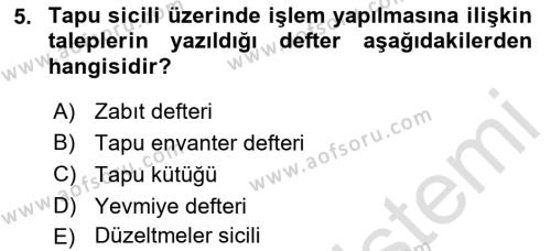 Medeni Hukuk Bilgisi Dersi 2022 - 2023 Yılı (Final) Dönem Sonu Sınavı 5. Soru