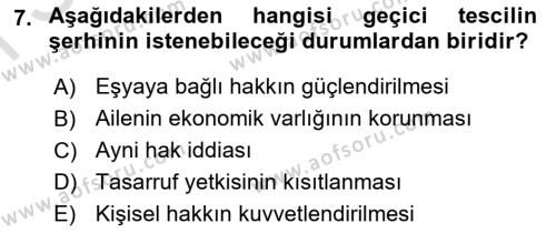 Medeni Hukuk Bilgisi Dersi 2022 - 2023 Yılı (Final) Dönem Sonu Sınavı 7. Soru