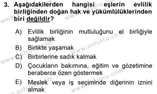 Medeni Hukuk Bilgisi Dersi 2022 - 2023 Yılı Yaz Okulu Sınavı 3. Soru