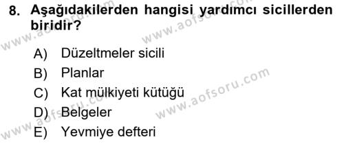 Medeni Hukuk Bilgisi Dersi 2022 - 2023 Yılı Yaz Okulu Sınavı 8. Soru